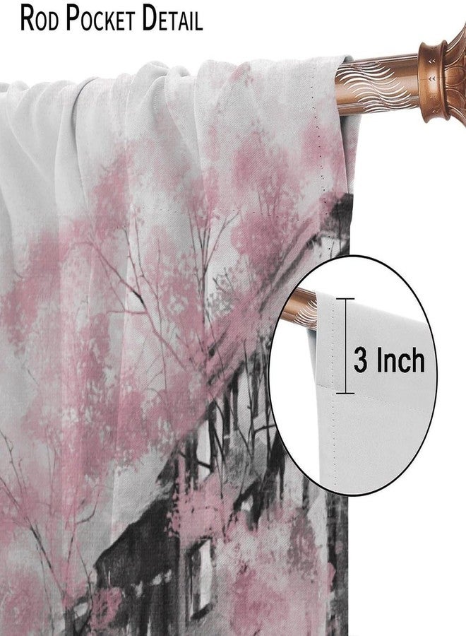 LOMADIA Eiffel Tower Curtain, Oil Painting Style Pink Paris Tower Couple Pattern Window Treatments 2 Panels Drapes for Bedroom Living Room Kitchen Decor 42x45in - Image 4